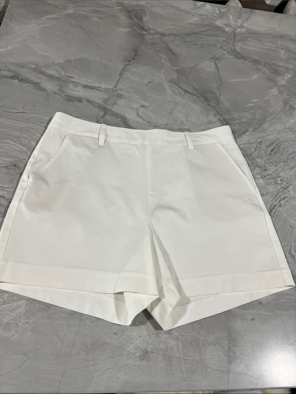 Boston Proper Cream Tailored Shorts
